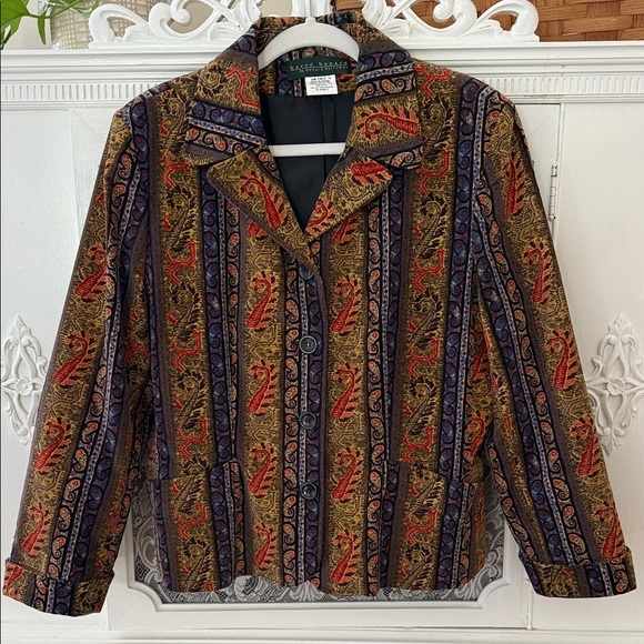 Vintage Harve Bernard Paisley Velvet Jacket - Picture 1 of 10